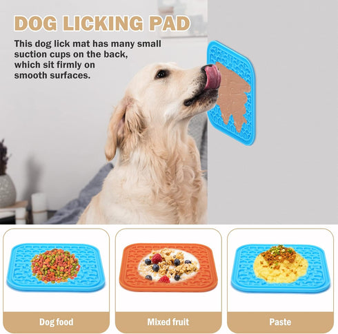 Lick Mat for Dogs Slow Feeder Licking Mat Anxiety Relief Lick Pad with Suction Cups for Peanut Butter Food Treats Yogurt, Pets Bathing Grooming Tr...