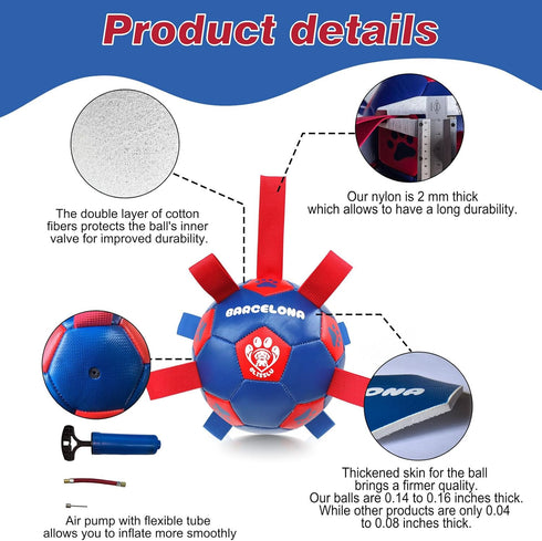 Soccer Ball For Dogs - Dog Soccer Ball With Straps - Dog Toy Ball - Herding Dog Ball - Interactive Ball For Dogs - Dog Soccer Ball Indestructible ...