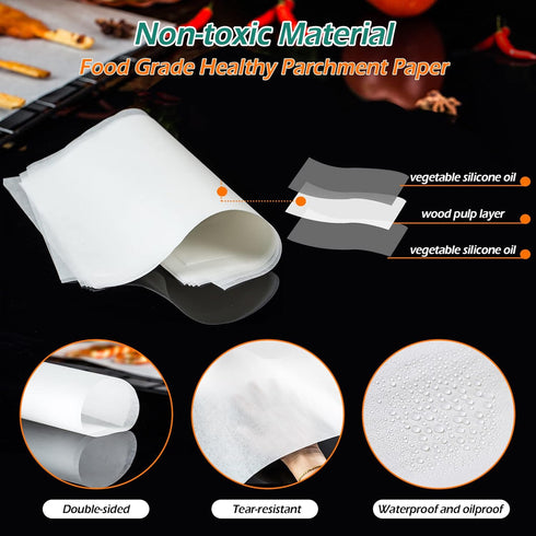 GeeRic Baking Parchment Paper, 100Pcs 8x12 inch Kitchen Parchment Paper Baking Sheets, Non-Stick Precut Baking Parchment for Baking Cookies, Bread...