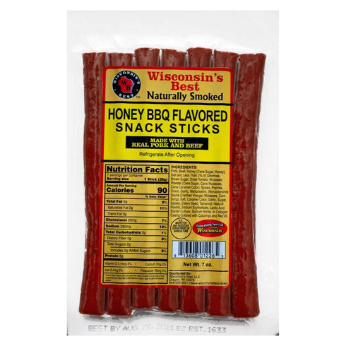 Wisconsin Sausage Snack Sticks Honey Bbq, 7 Ounce (Pack of 12)...