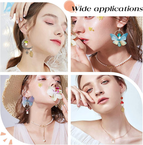 SUNNYCLUE 1 Box DIY 10 Pairs Butterfly Charms Fabric Butterflies Wing Charm Fairy Themed Earring Making Kit Moon Crescent 3D Mushroom Charm Fairy ...