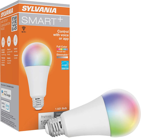 SYLVANIA WiFi LED Smart Light Bulb, 14.5W, Full Color and Tunable White A21, Dimmable, for Alexa, Siri Shortcuts, and Google Home Only - 1 Pack (7...