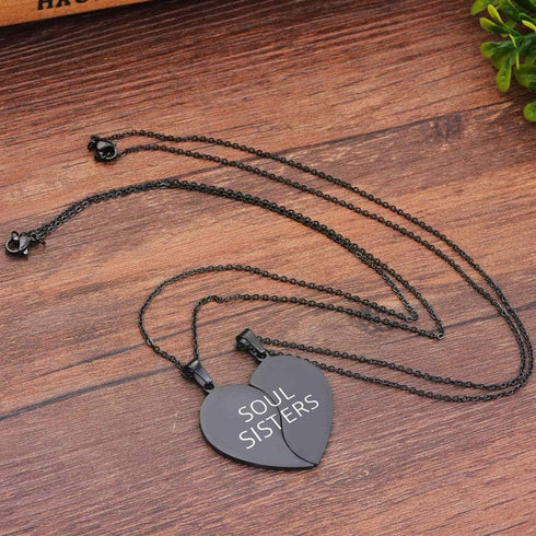 MJartoria BFF Necklace for 2-Split Heart Necklace Soul Sisters Pendant Best Friend Forever Friendship Necklace Set of 2 Valentines Day Gifts for H...