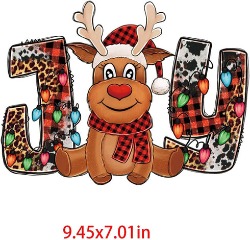 Xmas Iron on Stickers Christmas Patches Santa Claus Decals Snowman Deer Christmas Hat Christmas Tree Bell Penguin Pickup Gloves Heat Transfer Appl...