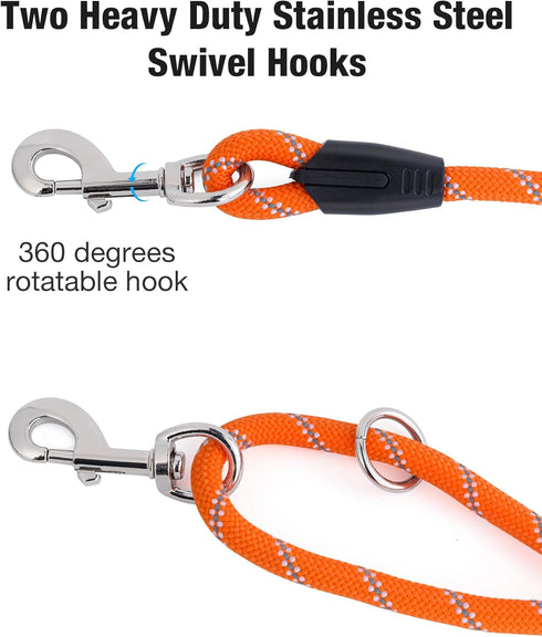 Long Dog Leash for Dog Training 20FT, Heavy Duty Dog Lead for Large Medium Small Dogs Outside Walking, Playing, Camping, or Yard,Orange...