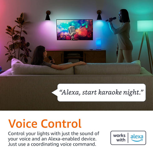 Amazon Basics - Smart A19 LED Light Bulb, 2.4 GHz Wi-Fi, 9W (Equivalent to 60W) 800LM, Works and Dims with Alexa Only, 1-Pack, Multicolor...