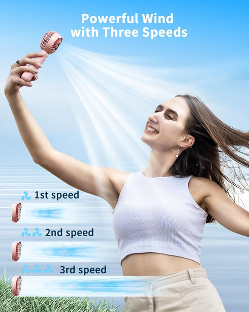 Handheld Fan with ???????????????? Charging Base, 3 Speeds Portable Fan with Digital Display, 2000mAh Battery Operated Hand Held Fan, Handheld/Des...