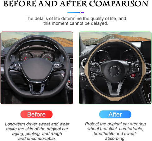 Fekey&JF Car Steering Wheel Cover, Elastic Stretch Anti-Slip Breathable Warm in Winter Cool in Summer, Car Interior Protection Accessories for Wom...