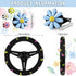 Frienda 5Pcs Butterfly Car Accessories Set Floral Butterfly Steering Wheel Cover with Cute Daisy Air Vent Clips Universal Sage Green Car Accessori...