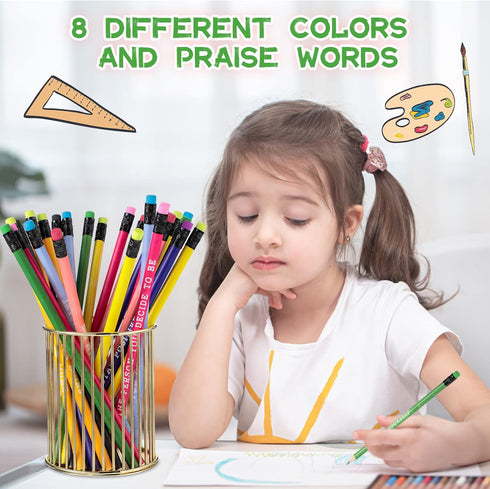 60 Pcs Inspirational Pencils Personalized Pencils with Name Cute Pencils Motivational Pencils for Student Color Changing Mood Pencils for Kids Sch...