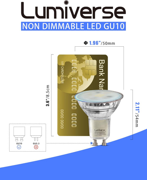 GU10 LED Bulb, Non-dimmable 4W (50W Equivalent) 100 Degree Flood Beam 5000K Daylight White, Halogen Replacement for Kitchen, Range Hood, Living Ro...