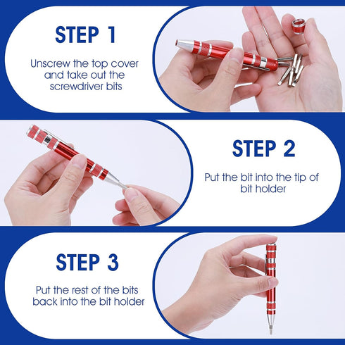 4 Pcs Pocket Screwdriver, 8 In 1 Multitool Pen Screwdriver Mini Screwdriver Set Handy Tool Magnetic Portable Screwdriver Crossing Flathead Screwdr...