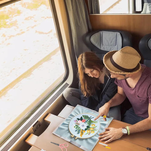 VIVAwisdom Flower Cross Stitch Kits, Water Soluble Embroidery+Kits,Fun Crafts for Adults,DIY kit for Women to Enjoy Needlework Making People Calm ...