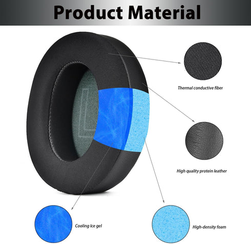 Adhiper Cooling Gel Replacement Earpad for Anker Soundcore Life Q20/Q20BT/Q20+/Q20i Headphones,Comfortable and Refreshing Ear Cushion, Ice Fabric ...