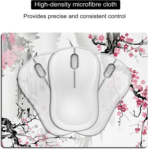 Small Mouse Pad Cute, Mini Mouse Pads for Wireless Mouse and Laptop, Travel Mousepads with Designs - Japanese Cherry Blossom/Sakura, Portable Mous...