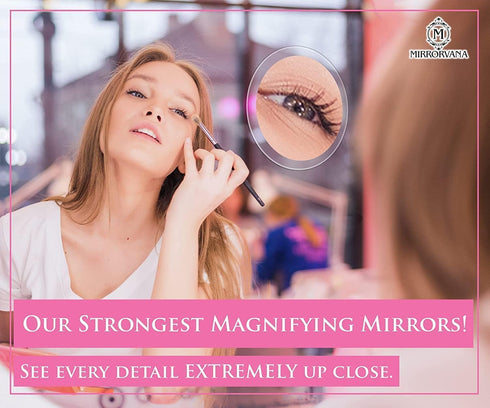 MIRRORVANA 20X & 15X Magnifying Mirror Set with 3 Suction Cups Each - Compact & Travel Ready Mirror for Makeup - Sizes: 6" and 4" Wide...