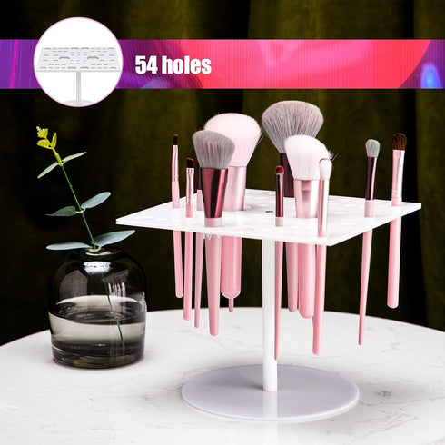 54 Holes Acrylic Brush Holder Makeup Brush Drying Rack Brush Dryer Collapsible Makeup Brush Holder Makeup Brush Dryer Stand for Acrylic Nail Brush...