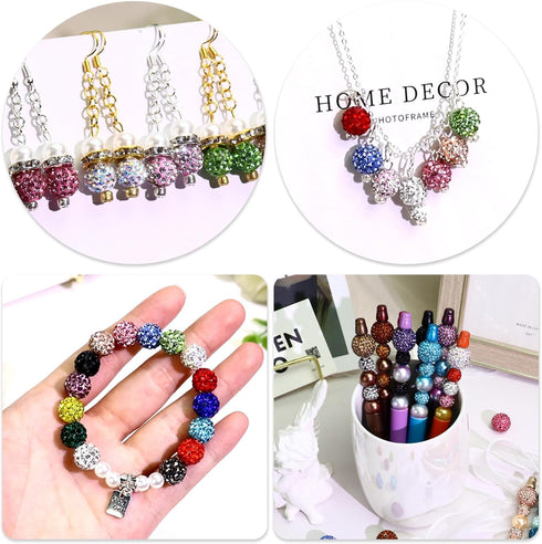 150PCS 10MM Rhinestone Beads for Jewelry Making, Mixed 15 Colors Round Polymer Clay Crystal Beads for Crafts Bracelet Necklace Earring Beaded Pen,...