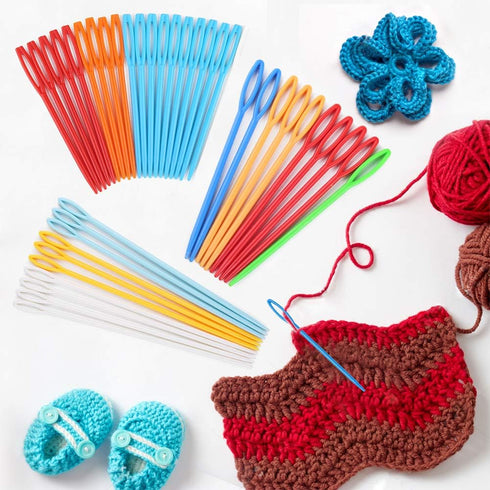 30 PCS Large Eye Plastic Needles, 2.7Inch/3.5Inch/5.9Inch Plastic Weaving Needles, Yarn Needles, Learning Needles, Safety Plastic Lacing Needles f...