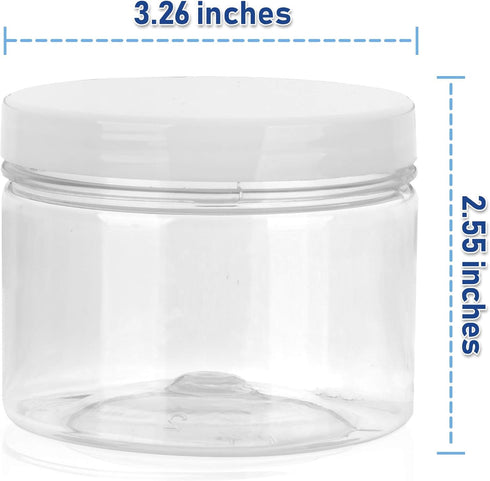 Healthy Packers Slime Containers with Water-tight Lids (8 oz, 12 Pack) - Clear Plastic Food Storage Jars with Individual Labels- Great for your sl...
