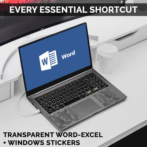 SYNERLOGIC Windows + Word/Excel (for Windows) Quick Reference Guide Keyboard Shortcut Stickers, No-Residue Vinyl (Clear/Small/Combo/5sets)...