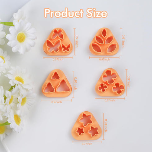 Puocaon Mini Flower Clay Cutters - 5 Pcs Flower Leaves Clay Cutters for Polymer Clay Earrings, Flower Petal Polymer Clay Cutters for Earrings, Min...