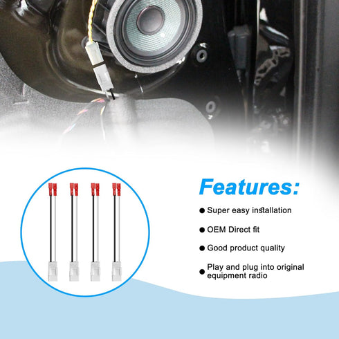 MEIRIYFA 72-6514 Speaker Wiring Harness Connector,72-6514 - Door Speaker Replacement Speaker Wire Harness for Jeep Dodge Chrysler Models Front Rea...