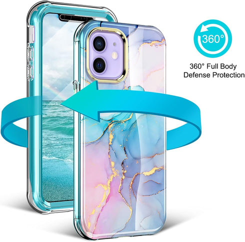 Compatible for iPhone 12/12 Pro Case Built with Screen Protector, Lightweight and Stylish Full Body Shockproof Protective Rugged TPU Case for Appl...
