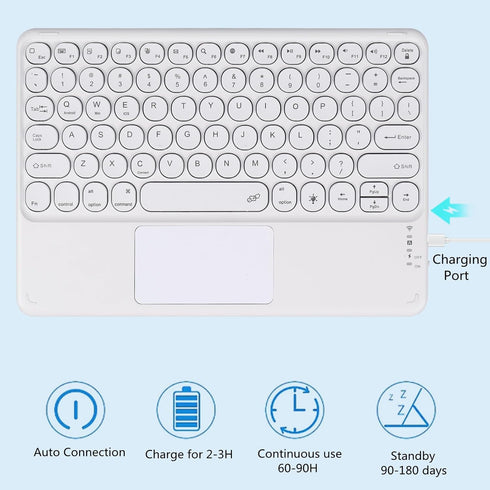 Wireless Bluetooth Keyboard with Touchpad,Portable Ultra Slim 7-Colors Backlit Keyboard,10 inch Rechargeable Keyboard for IPad/IPad Pro, Android T...