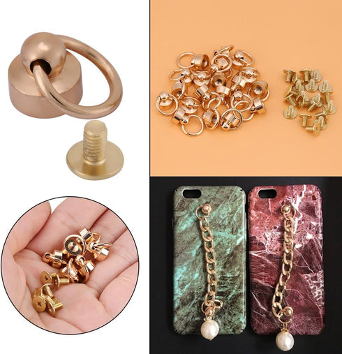 20pcs Rivets Fasteners Chain Bag Screws 8mm 4 Colors DIY Leather Craft Purse Phone Case Screws Accessories(Silver)...