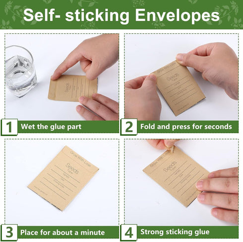 Teling 100 Pcs Let Love Grow Packets Unfilled Kraft Wedding Favors Packets Self Adhesive Rustic Seed Envelopes Small Storage Packets Retro Party F...