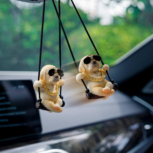 Labrador Retriever Car Mirror Hanging Accessories Cute Swinging Dog Rear View Mirror Accessories for Men & Women...