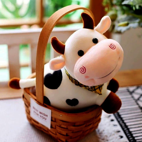 Lovely Creative Milk Cow Plush Pillow Toys Soft Stuffed Cartoon Animal Cattle Doll Bedroom Sleeping Pillow Cushion Gifts for Friends Kids...