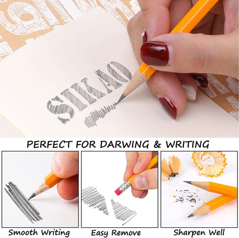 Pencils 12Pack Pencils #2, Number 2 Pencils Bulk, Wood Pencils for Kids Sketching Drawing, Yellow HB No 2 Pencils with Erasers, Classroom Must Hav...