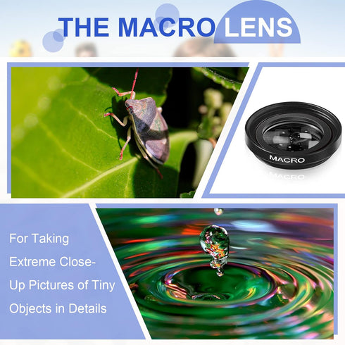 2 Pack Universal 3 in 1 Camera Lens Kit Phone Camera Lens Clip Fisheye Lens Macro Lens Wide Angle Lens Cell Phone Lens Attachments Compatible with...