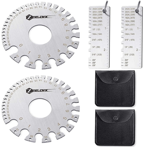 ZeeDix 4 Pcs Stainless Steel Metal Sheets Welding Thickness Gauge- Wire Gauge Measurement Tool, Standard Dual-Sided Round Wire Cable Sheet Gage an...