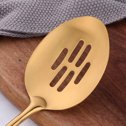 Slotted Spoon,Gold 14.69 inch Long Handle Cooking Utensil Kitchen Tool by BUY THINGS!...