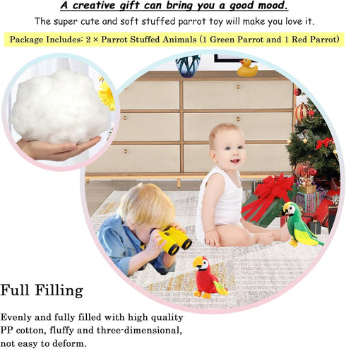 2PCS 7.9" Parrot Stuffed Animal Plush Bird Toy Cute Doll Gifts for Girls Boys...