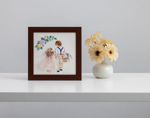 Ebherys 9.5x9.5 Hand Embroidery Frame in Red - Displays Cross Embroidery Displaying Frame 7.5x7.5 With Cardboard - Composite Wood, Metal Tabs, Tab...
