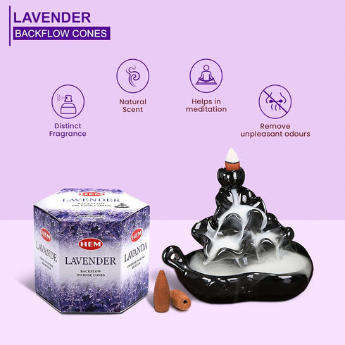 HEM Precious Lavender Incense Cones - Pack of 12 - 120 Count - HEM Incense of India...