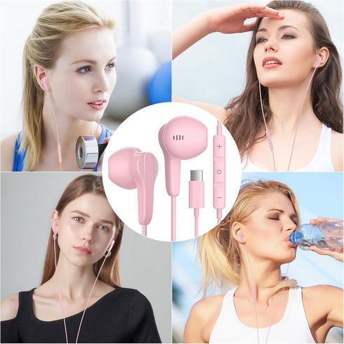 USB C Headphones for Samsung S24 Ultra A35 S23 Fe S22+, Type C Earphones with Mic HiFi Stereo Volume Control Magnetic Wired Earbud for iPhone 15 P...