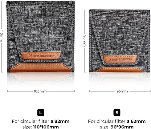 K&F Concept Lens Filter Pouch, Lens Filter Case 3 Pocket Professional Photography Filter Holder Belt Bag Pouch Water-Resistant and Dustproof for F...