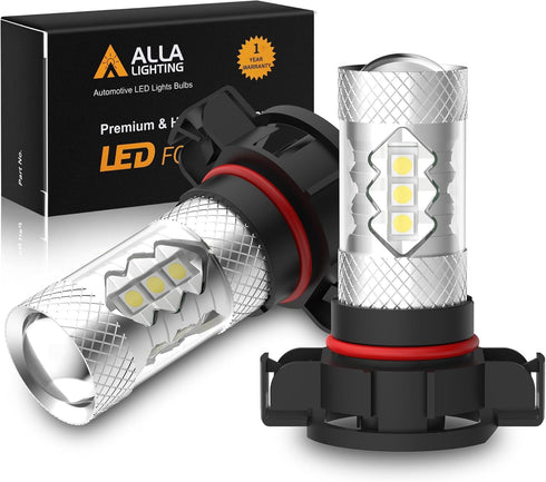 Alla Lighting PSX24W 2504 LED Fog Lights Bulbs, 3000K Golden Yellow 12276, 360° Light Output Super Bright 3030 SMD Replacement for Cars, Trucks, S...