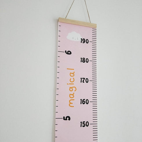 Kids Growth Chart, Wood Frame Fabric Canvas Height Measurement Ruler from Baby to Adult for Child's Room Decoration 7.9 x 79in (7.9 x 79in, Pink -...