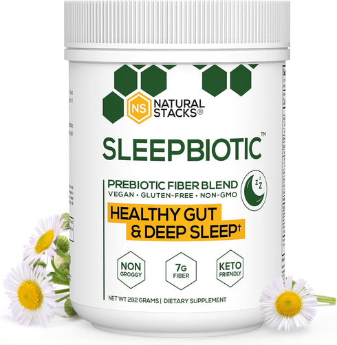 SleepBiotic Prebiotic Fiber Blend - Prebiotic Fiber Powder w/German Chamomile & Green Banana Flour - Prebiotic Powder Fiber Supplement for Healthy...