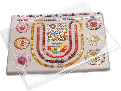 Enrichoice Combo Beading Board with Cover - Grey Flocked Jewelry Design Board for Necklace and Bracelet Making, Beading Mats, Trays, Bead Board fo...