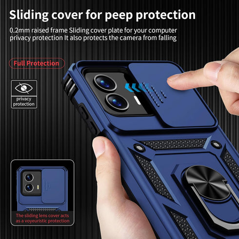 Weycolor for Moto G Stylus 5G 2024 Case with Camera Lens Cover, HD Screen Protector, 10 FT Military Grade Drop Protection, Magnetic Ring Holder Ki...