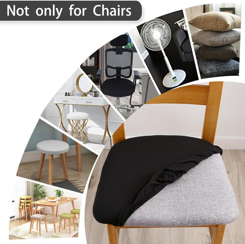 Chair Seat Covers Set of 4 Stretch Black Chair Covers for Dining Room Square Removable Washable Chair Protector Seat Cushion Slipcovers for Kitche...