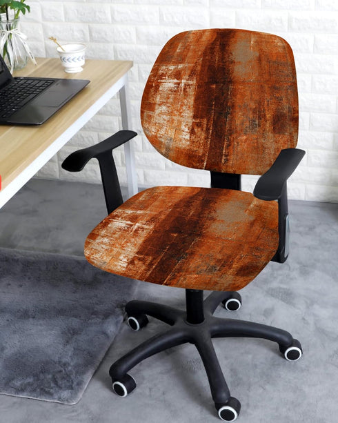 Burnt Orange Office Chair Cover Stretchable Computer Chair Seat Cover Backrest Slipcovers, Modern Abstract Geometric Art Oil Painted Stretchable R...