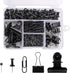 500 Pcs Black push pins Set, Binder Clips Paper Clips Map Tacks Sets Decorativefor Cork Board 5 Style Black Office Supplies for School and Home (B...